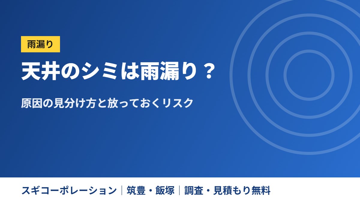 天井のシミは雨漏り？原因の見分け方と放っておくリスク